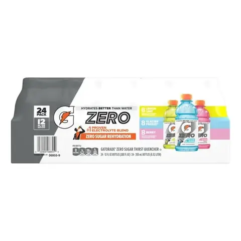 Gatorade Zero Sugar Thirst Quencher 12 OZ 24 Pack (Lemon-glacier-berry)