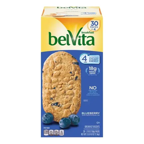 Belvita Crunchy Breaskfast Biscuit Blueberry., 1.76 OZ - 30 Unidades