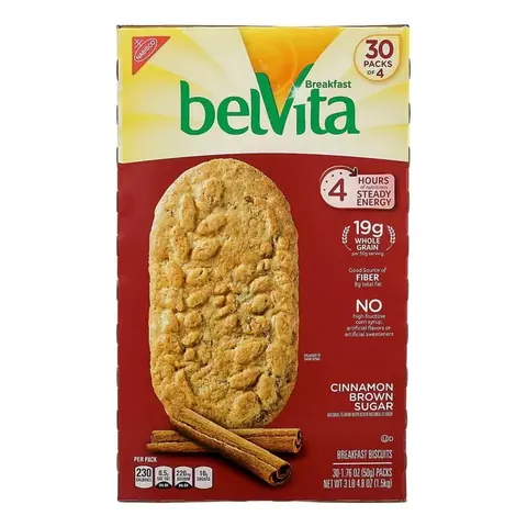 Belvita Crunchy Breaskfast Biscuit Cinnamon Brown Sugar., 1.76 OZ - 30 Unidades