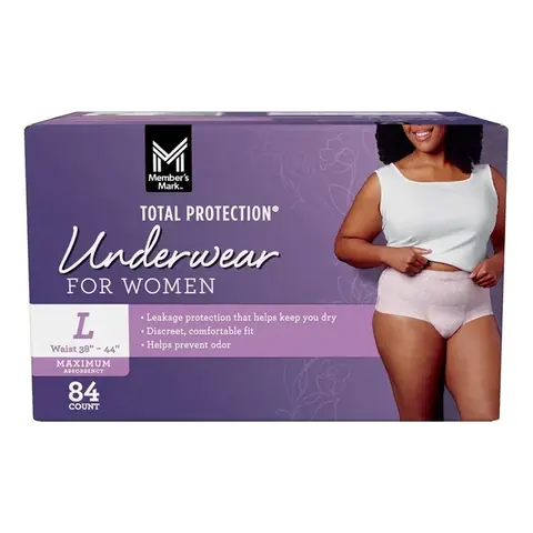 Members Mark Underwear Ropa Interior de Incontinencia para Mujer Talla L / 84 Unidades
