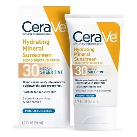 Cerave Hydrating Mineral Sunscreen Broad Spectrum SPF 30 1.7 OZ / 50 ML