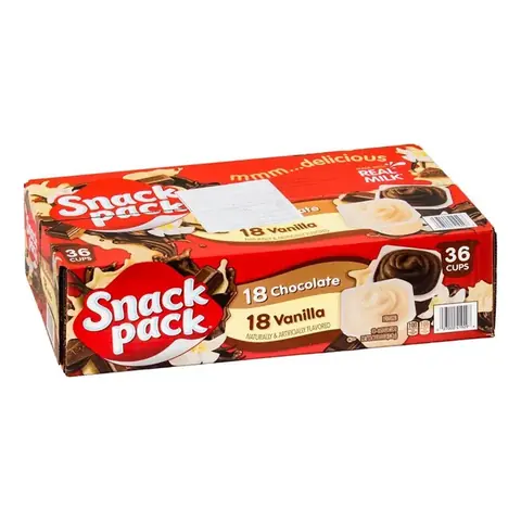 Snack Pack Pudding Variado de Chocolate Y Vainilla 36 Unidades