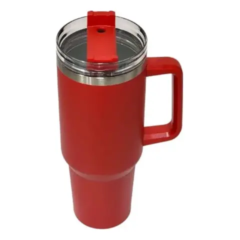 Vaso de Acero Inoxidable con ASA Y Pitillo 40OZ Rojo
