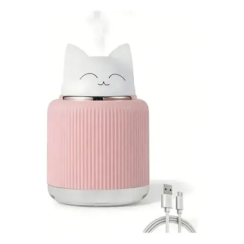 Difusor de Aromas EN Forma de Gato con Lampara Color Rosa