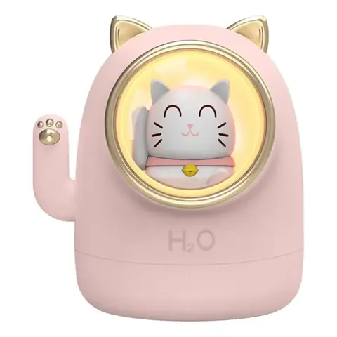 Difusor de Aromas EN Forma de Gato de la Suerte con Lampara Color Rosa