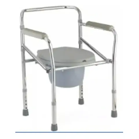 Silla con Inodoro de Altura Multifuncional Ajustable sin Ruedas, Marco Cromado BME665
