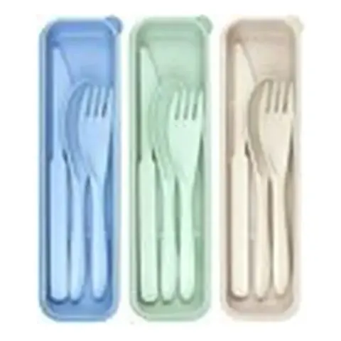 Juego de Cubiertos de Viaje Reutilizable con Estuche Colores Variados- SET de 3 Pcs (Paquete de Piezas)