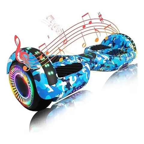 Patineta Electrica Hoverboard Scooter LUZ LED Bluetooth Azul Camuflaje