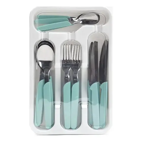 Set de Cubiertos EN Acero Inox, Color Azul