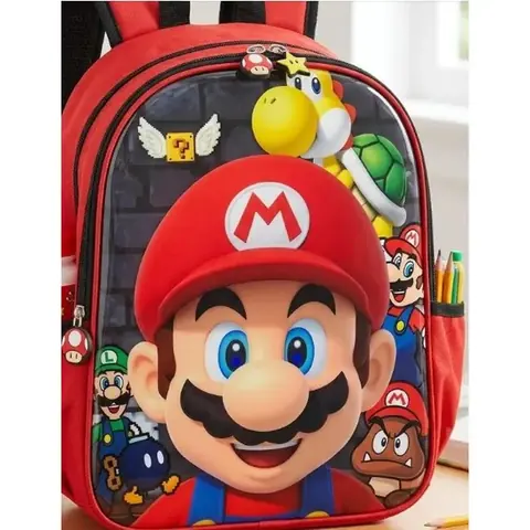 Bolso Escolar con Lonchera Motivo de Mario Bros Modelo CAR-4