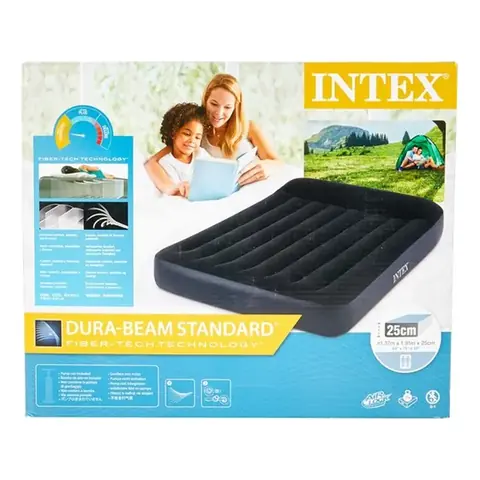 Colchon Inflable Intex Pillow Rest Queen 1.52X2.03X25CM Negro
