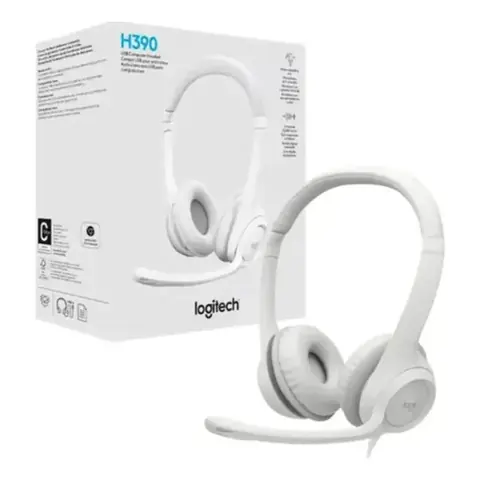 Logitech H390 Headset USB con Microfono Antirruido Y Controles EN Cable. Off-white