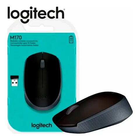 Logitech M170 Mouse Inalambrico 2.4GHZ con Receptor USB, Bateria Hasta 12 Meses. Negro