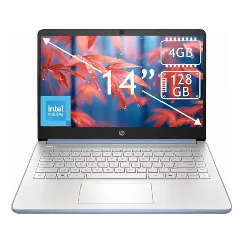 HP 14 Laptop Intel N150 4GB Memory, 128GB UFS Storage, Natural Silver