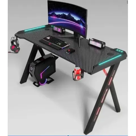 Escritorio Gamer de Fibra de Carbono Luces RGB R1 Negro