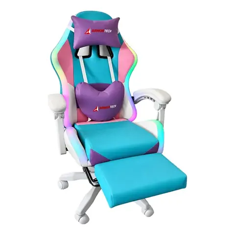 Silla Gaming Princess con Corneta Y Luces Cojin Morado 2025