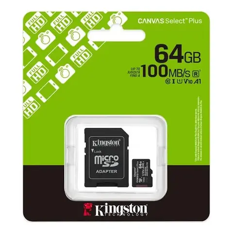 Kingston Tarjeta Micro SD de 64GB + Adaptador 100MB/S