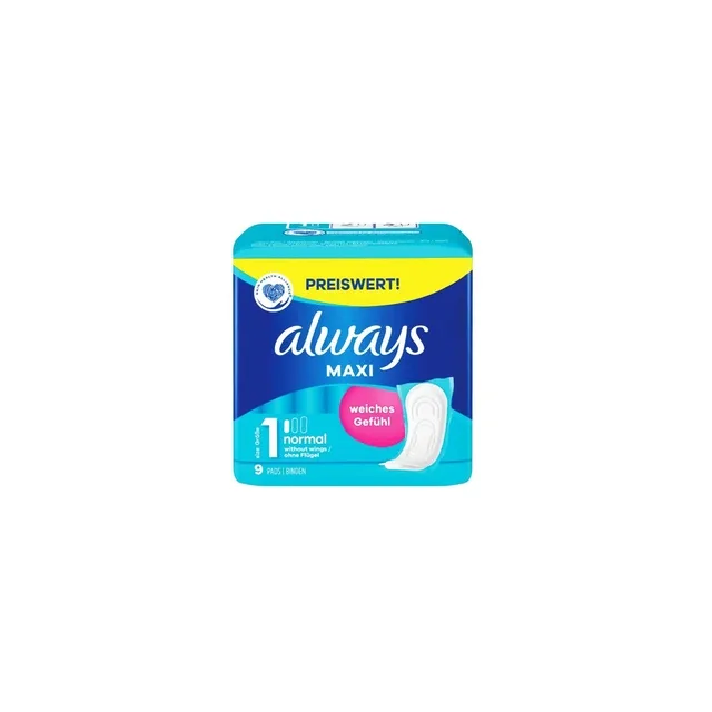 ALWAYS MAXI TALLA 1 TOALLAS SANITARIAS 9 UNIDADES