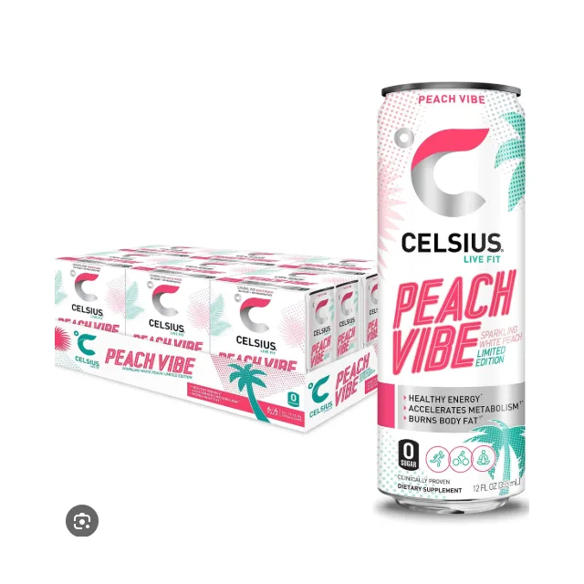 CELSIUS LIFE FIT PEACH VIBE SPARKLING WHITE EDITION 355 ML-12 PACK