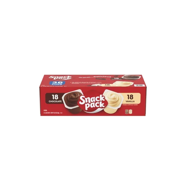 SNACK PACK PUDDING VARIADO DE CHOCOLATE Y VAINILLA 36 UNIDADES