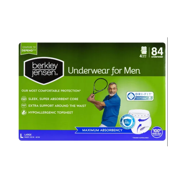 BERKLEY JENSEN UNDERWEAR ROPA INTERIOR DE INCONTINENCIA PARA HOMBRES TALLA L 84 UNIDADES