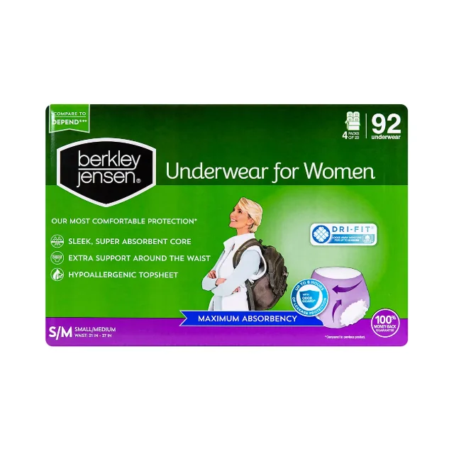 BERKLEY JENSEN UNDERWEAR ROPA INTERIOR DE INCONTINENCIA PARA MUJERES TALLA S/M 92 UNIDADES