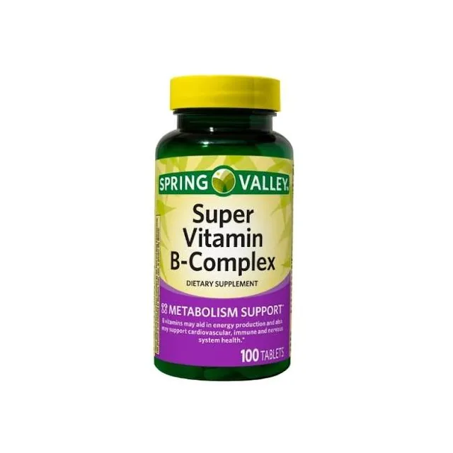 SPRING VALLEY SUPER VITAMIN B-COMPLEX, 100 TABLETAS