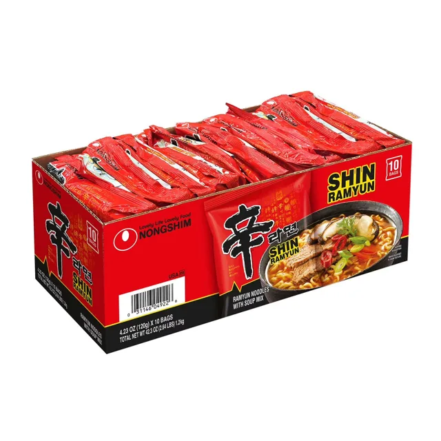 NONGSHIM SHIN RAMYUN SPICY BEEF RAMEN NOODLE SOUP, 4.23 OZ., 10 PK